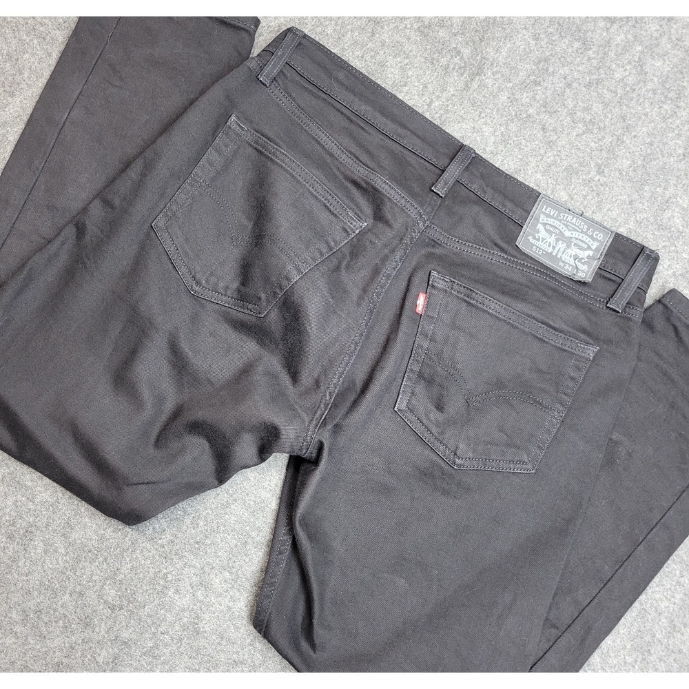 Levis 512 Jeans Mens 34x30 Black Denim Stretch Red Tab Straight Leg Streetwear